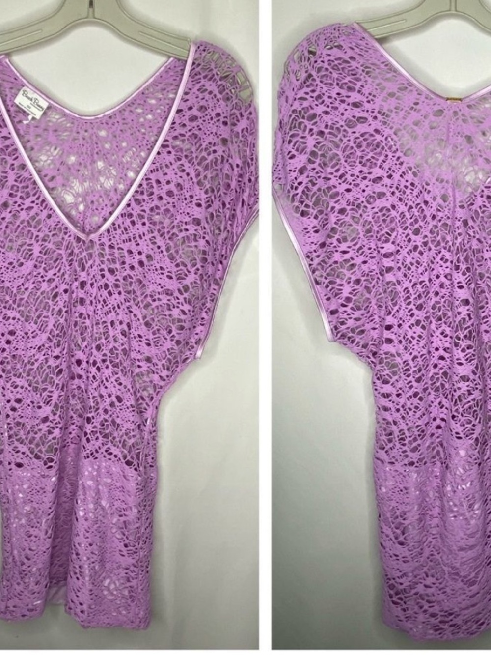 Light purple Crochet Tunic Beach Cover-Up dress